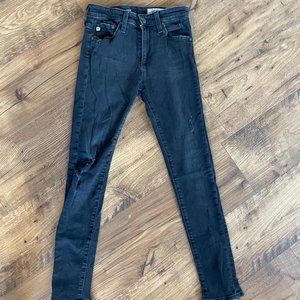 AG Adriano Goldschmied The Farrah High-Rise Skinny Ankle Jeans Raw Hem Size 24R